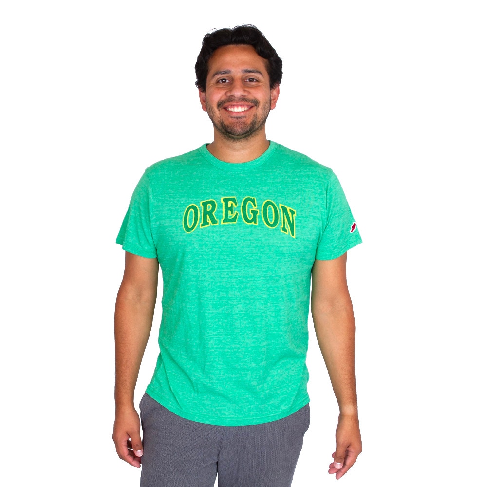 Arched Oregon, League, Green, Crew Neck, Tri-blend, Men, Unisex, Victory Falls, T-Shirt, 838051